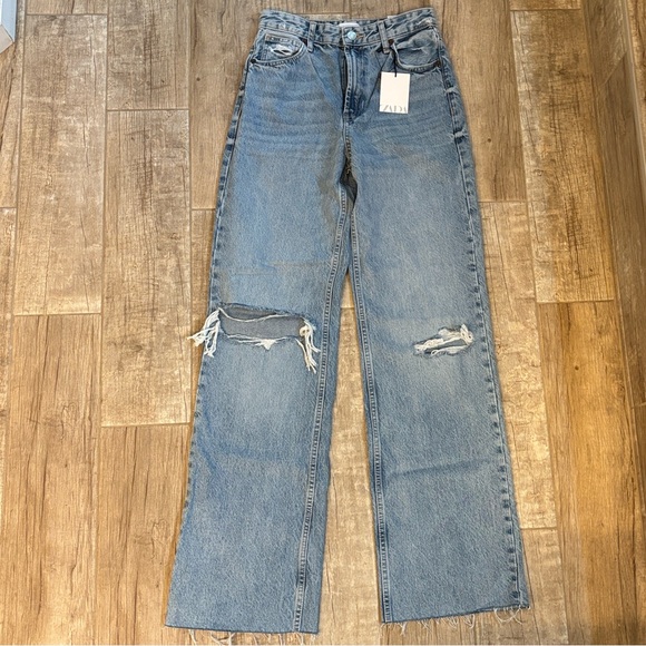 Zara Denim - Zara High Rise, Full- Length NWT Light Denim Distressed Jeans
